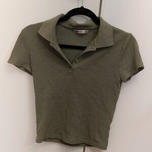 green waffle crop polo